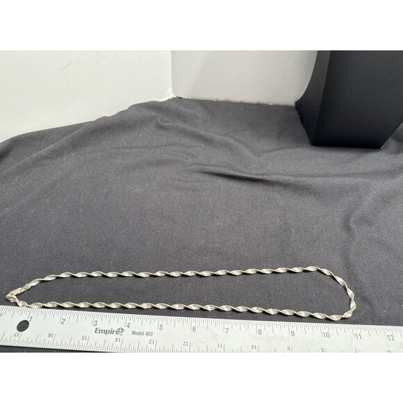 Sterling Silver 925 Flat Braided Herringbone Twisted Rope Chain Necklace 24" - Picture 3 of 10